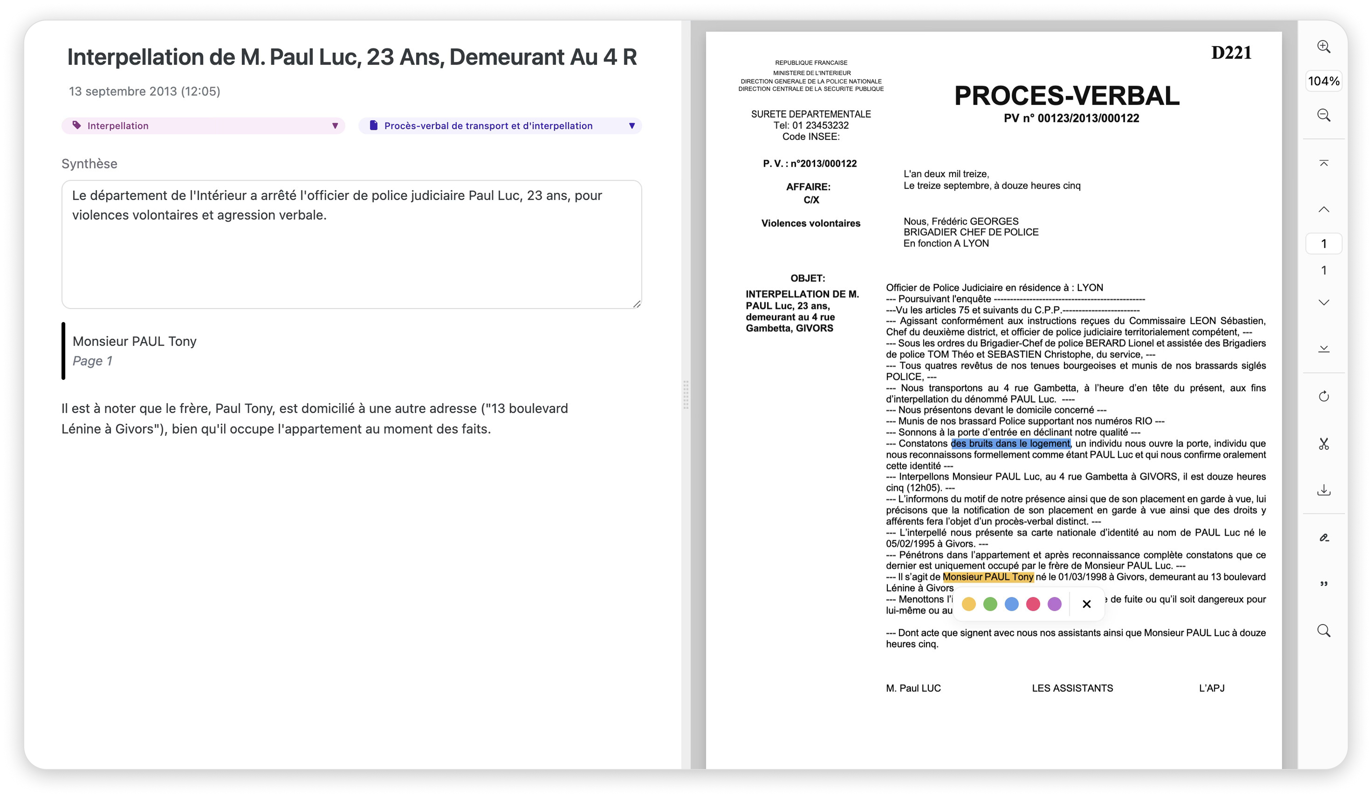 Prise de notes dans un document